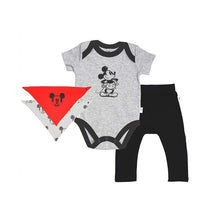 Finn + Emma Bodysuit, Pant & Bib Mickey Mouse, Grey/Red/Black Image 1