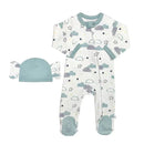 Finn + Emma Footie & Hat Clouds, Cream/Green Image 1