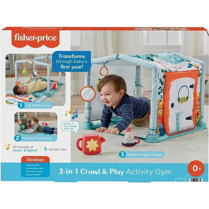 Fisher Price - Tapete de juegos 3 en 1 Crawl & Play Activity Gym