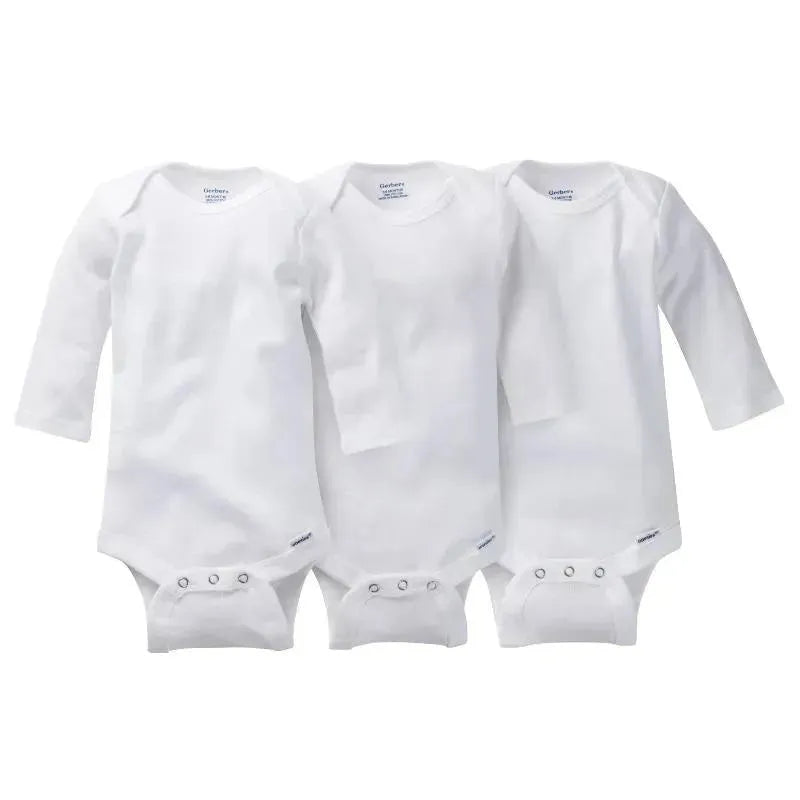 Gerber 3-Pack White Long Sleeve Onesies Image 1