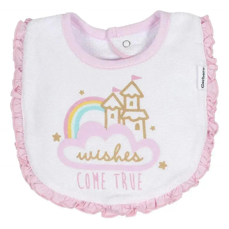 Gerber - 3 PK Terry Bib Girl, Castle, One Size Image 2