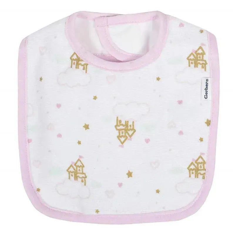Gerber - 3 PK Terry Bib Girl, Castle, One Size Image 3