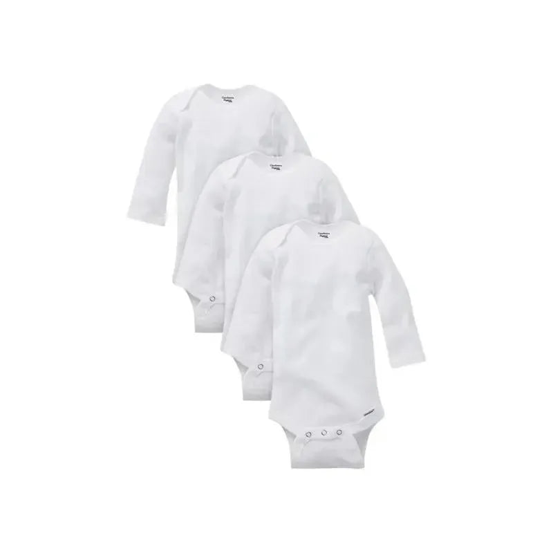 Gerber 3Pk Long Sleeve Onesies Withe Image 1