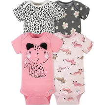 Gerber - 4Pk Baby Short Sleeve Onesies - Girl Leopard Image 1