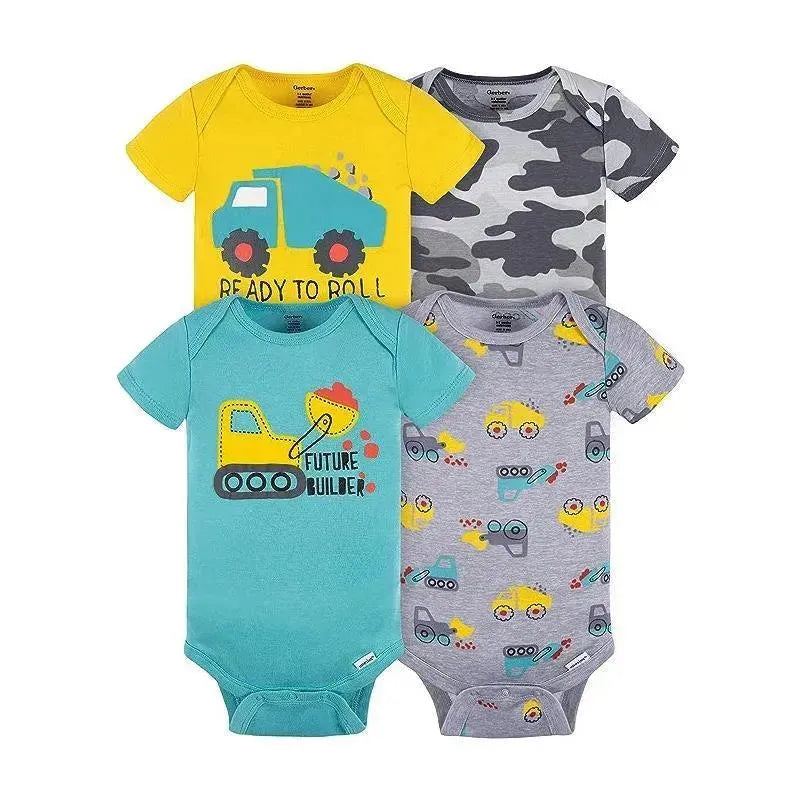 Gerber - 4Pk Boy Truck Short Sleeve Onesies Image 1