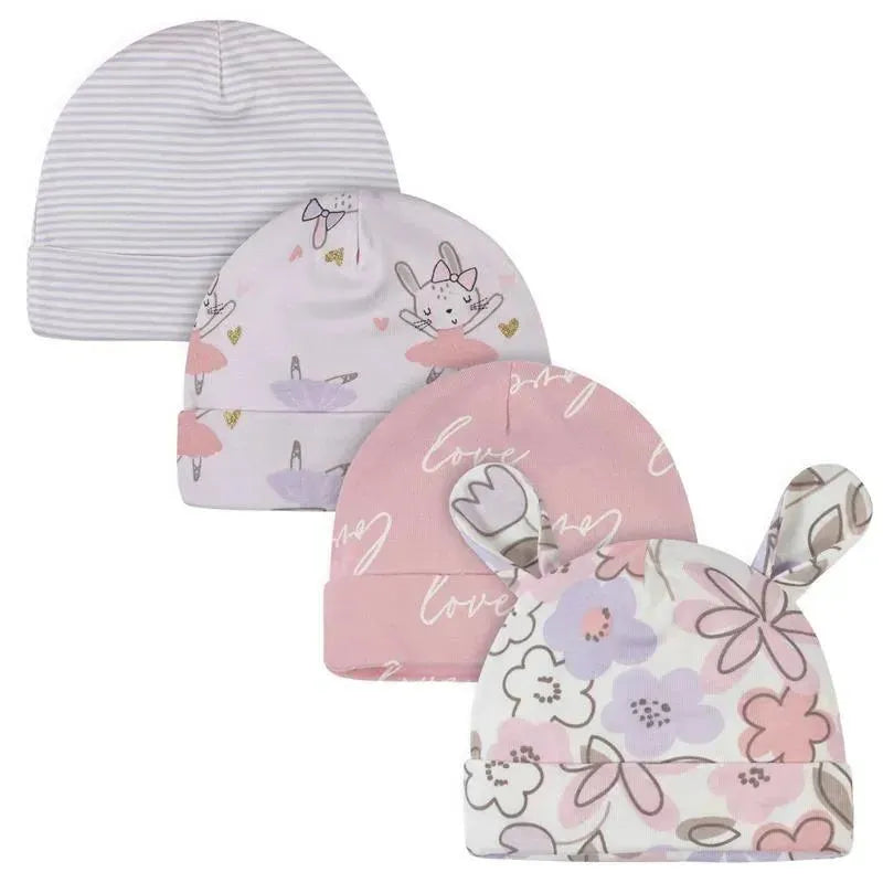 Gerber - 4Pk Cap Girl Bunny Ballerina, 0/6M Image 1