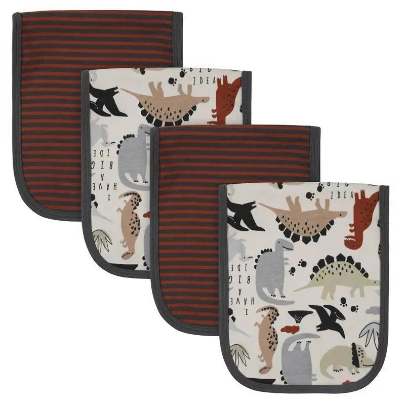 Gerber - 4Pk Interlock/Terry Burpcloth Boy One Size, Dino Image 1