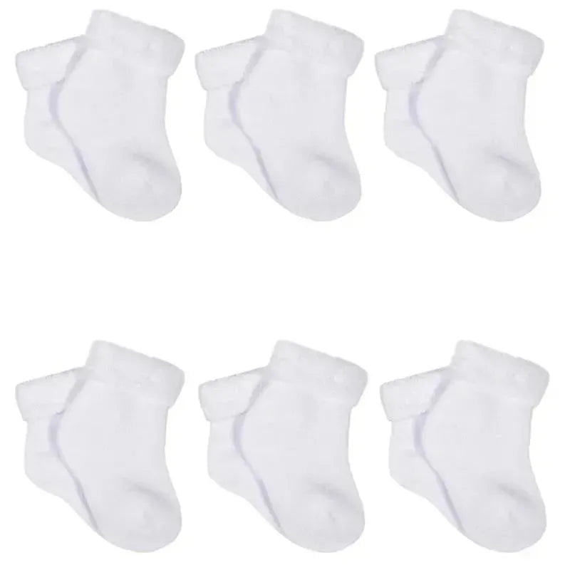 Gerber - 6Pk Terry Wiggle Proof Socks, 0/3M, White Image 1