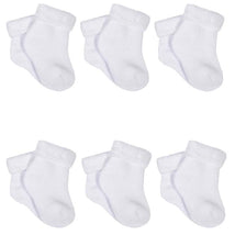 Gerber - 6Pk Terry Wiggle Proof Socks, 0/3M, White Image 1
