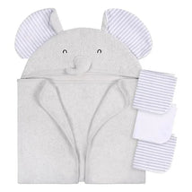 Gerber - Baby Hooded Bath Towel & Washcloths, Elephant Image 1