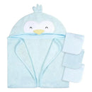 Gerber - Baby Hooded Bath Towel & Washcloths, Penguin Image 1