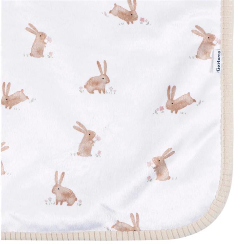 Gerber Bedding - 1Pk 2Ply Plush Blanket, Bunny Image 3