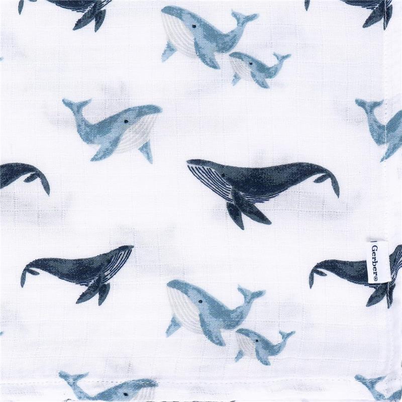 Gerber Bedding - 2Pk Muslin Blanket, Whale Image 5