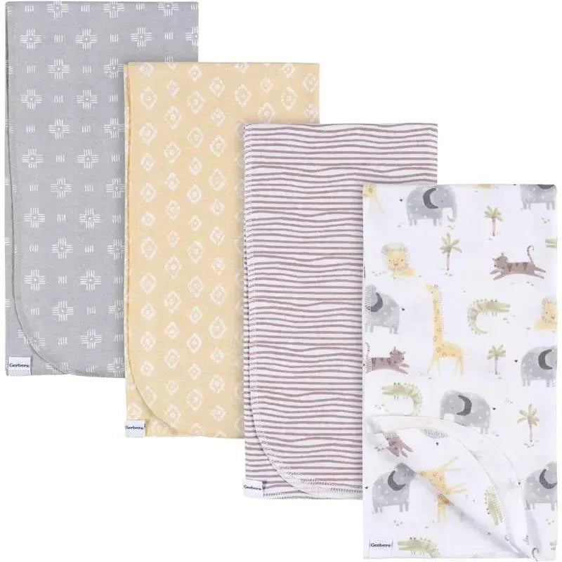 Gerber Bedding - 4Pk Flannel Blanket, Neutral Animals Image 1