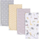 Gerber Bedding - 4Pk Flannel Blanket, Neutral Animals Image 1