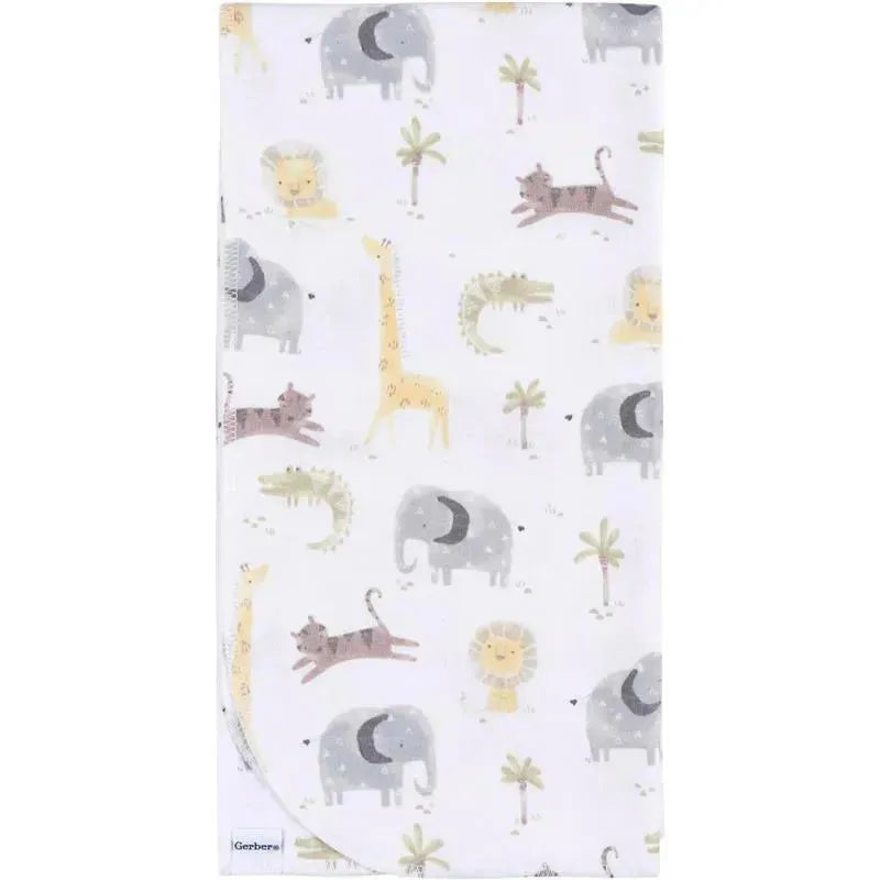 Gerber Bedding - 4Pk Flannel Blanket, Neutral Animals Image 2