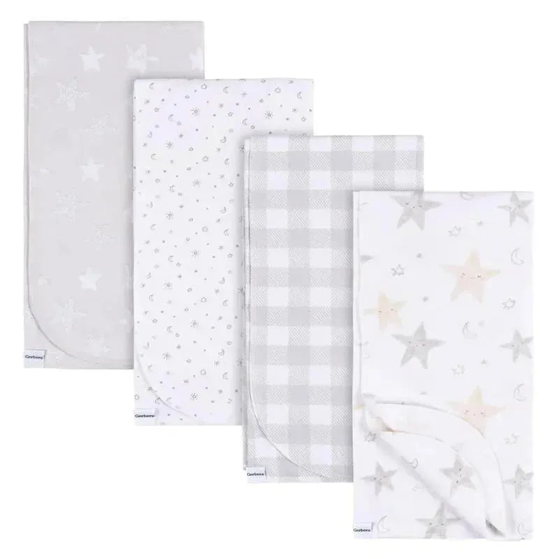 Gerber Bedding - 4Pk Flannel Blanket, Neutral Celestial Image 1