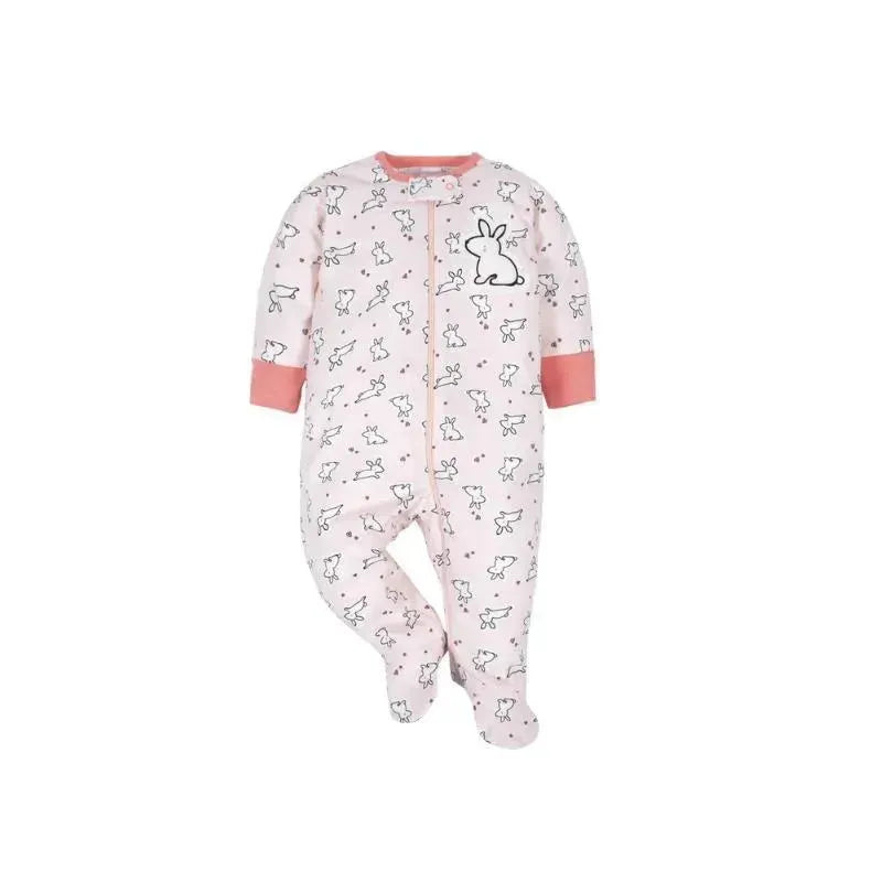 Gerber Footed Sleep N Play Baby Girl, Bunny 3-6M Image 1