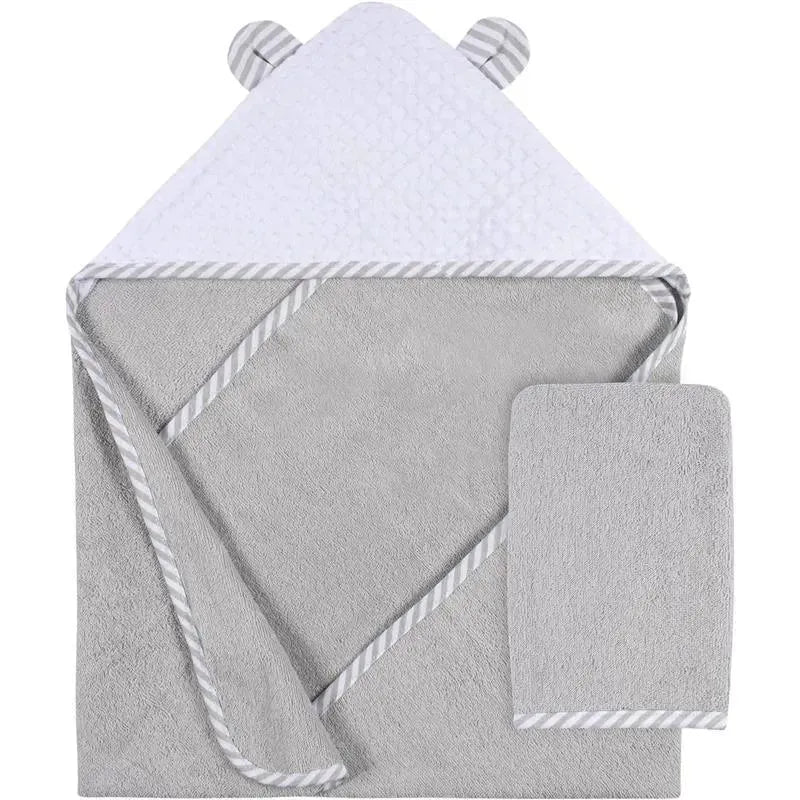 Gerber - Hooded Towel And Washcloth Mitt Set, Boy Bear Image 1