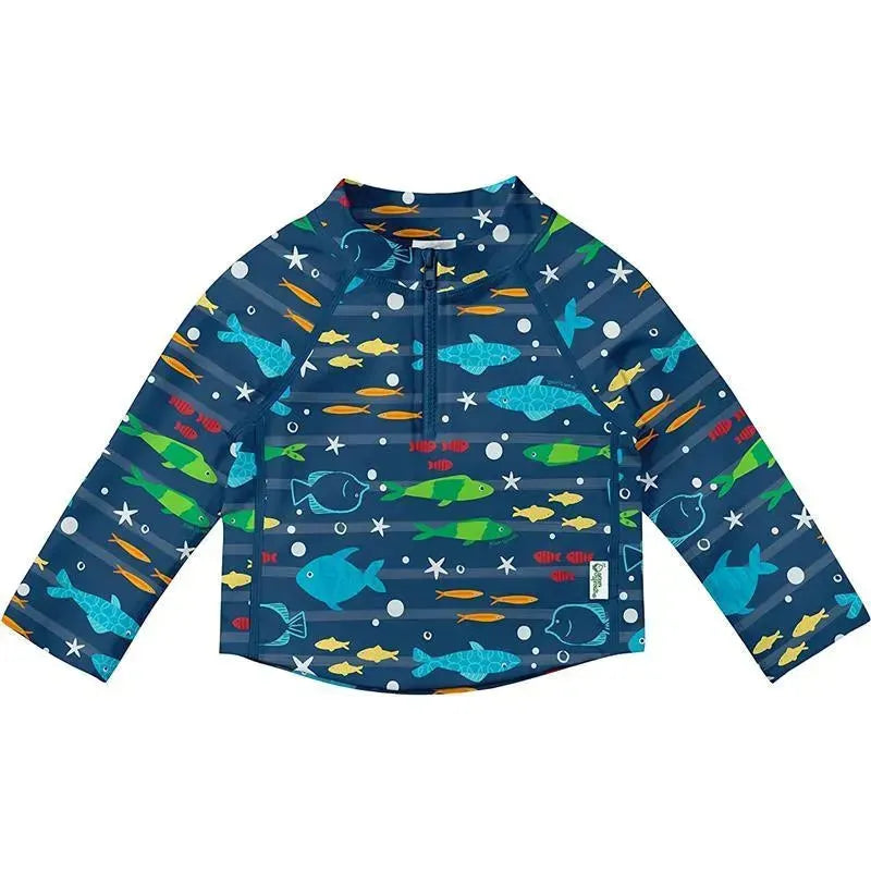 Green Sprouts - Long Sleeve Zip Rashguard Shirt, Navy Fish Image 1