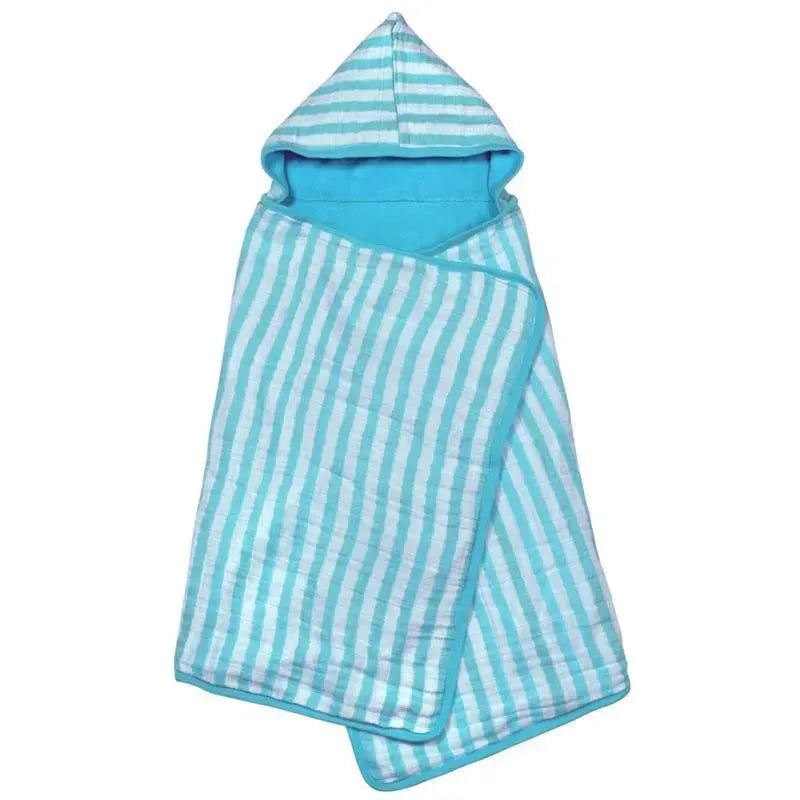 Green Sprouts Muslin Hooded Towel Organic Cotton, Aqua Image 1