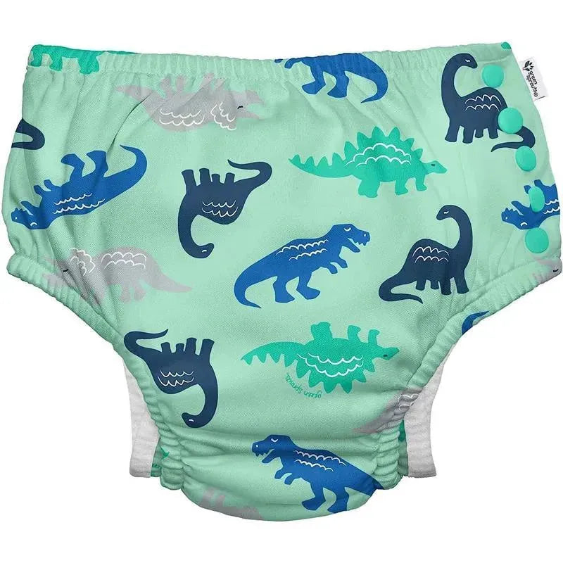 Green Sprouts - Reusable Eco Snap Swim Diaper, Seafoam Simple Dino Image 1