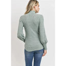 Hello Miz - Brushed Ribbed Hacci Maternity Mock Neck Top, Mint Image 3