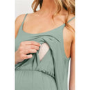 Hello Miz - Solid Maternity Nursing Maxi Dress, Sage Image 2