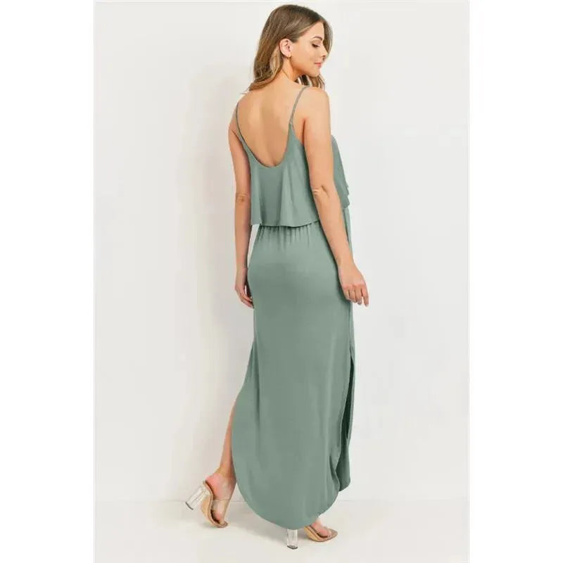 Hello Miz - Solid Maternity Nursing Maxi Dress, Sage Image 4