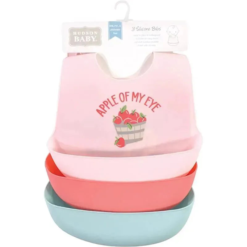 Hudson Baby - 3Pk Baby Silicone Bibs One Size Apple Of My Eye Image 2