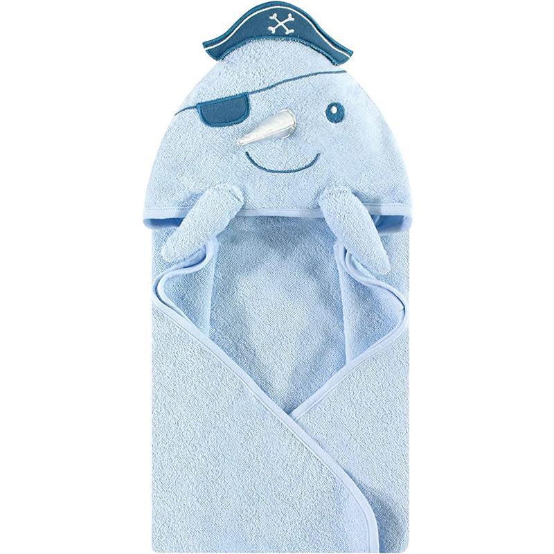 Hudson Baby - Narwhal Baby Boy Cotton Animal Face Hooded Towel Image 1
