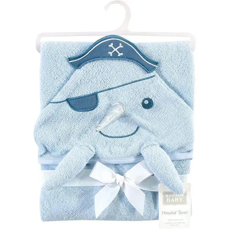 Hudson Baby - Narwhal Baby Boy Cotton Animal Face Hooded Towel Image 3
