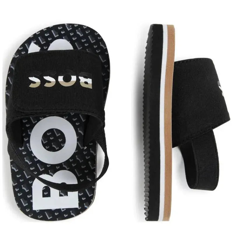 Hugo Boss Baby - Aqua Slides Boy, Black And Beige Image 3