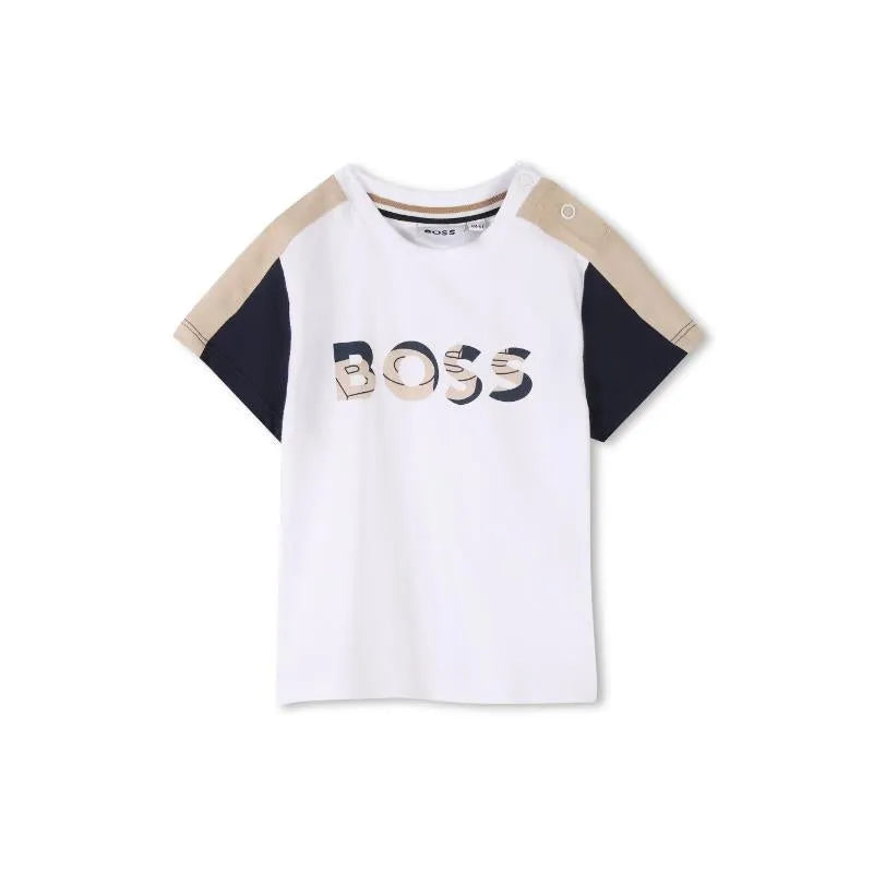 Hugo Boss Baby - Boy Logo Short Sleeve Tee And Shorts, White & Beige Image 3