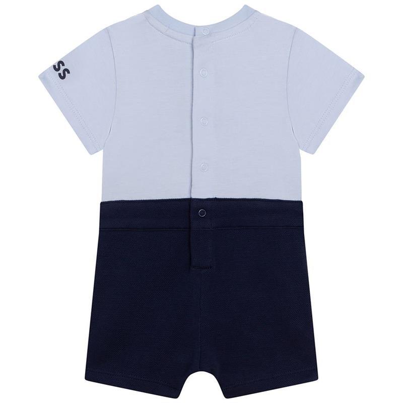 Hugo Boss - Baby Boy Short Sleeve 2-in-1 Short Overall, Blue Image 3