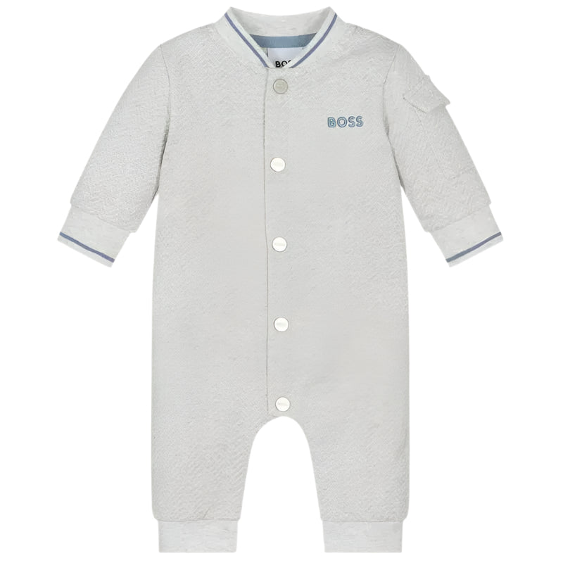 Hugo Boss Baby - Boys Grey Cotton Romper Image 1