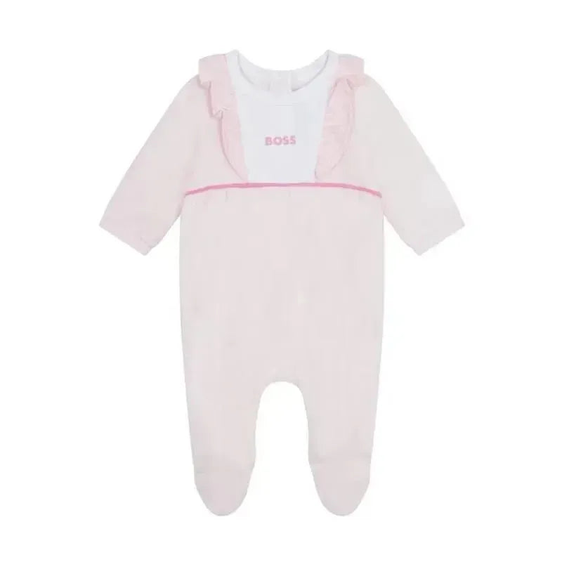 Hugo Boss Baby - Girl Footie Front Ruffle, Pink Pale Image 1