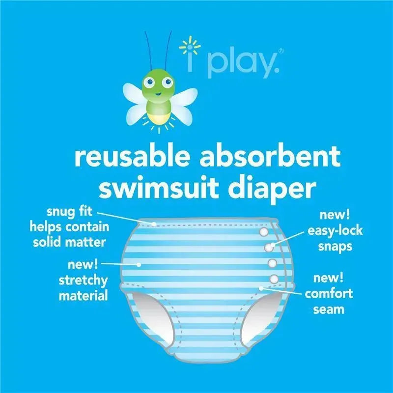 i play Snap Reusable Absorbent Swimsuit Diaper, Gray Multistripe.