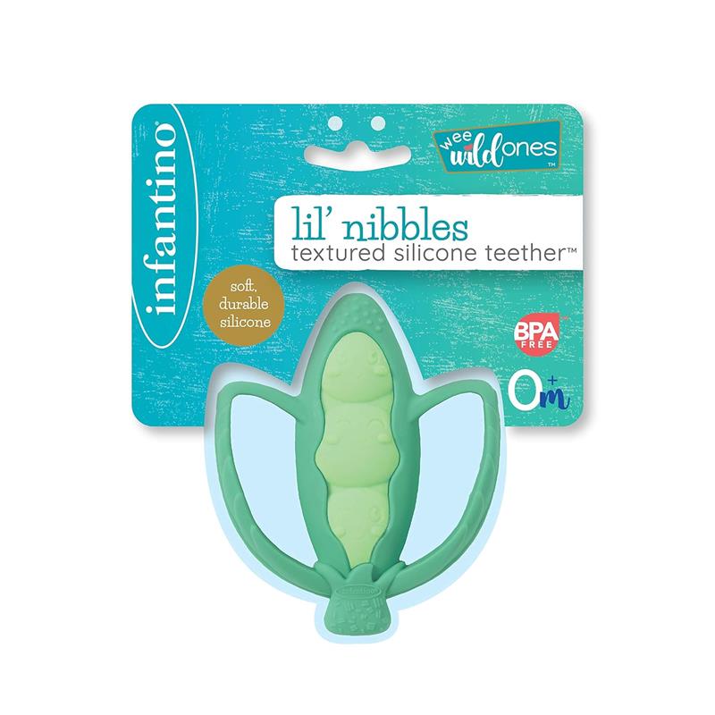 Infantino - Lil' Nibbles Textured Silicone Teether, Peas Image 6