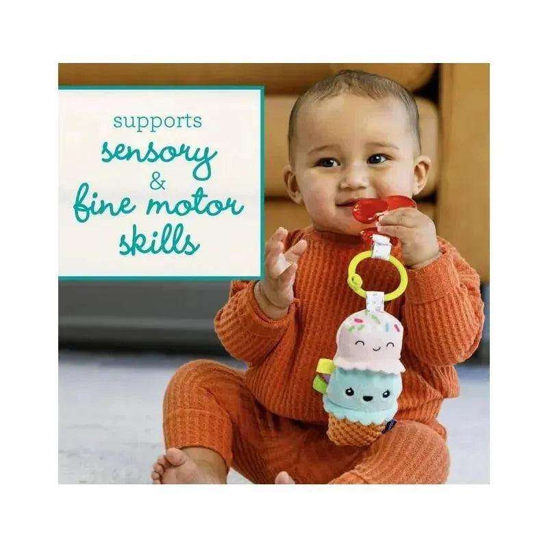 Infantino - Wee Wild Ones - Plushy Pal & Teether, Ice Cream Image 2