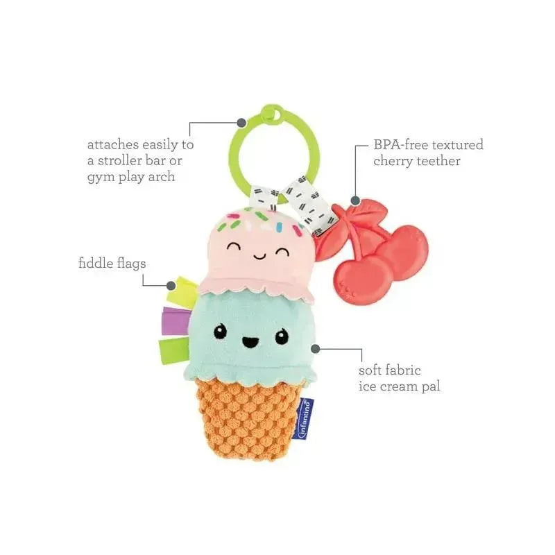 Infantino - Wee Wild Ones - Plushy Pal & Teether, Ice Cream Image 5