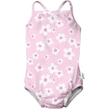 Iplay - Baby Girl Classic Swimsuit with Built-in Reusable Absorbent Swim Diaper, Blossom Image 1