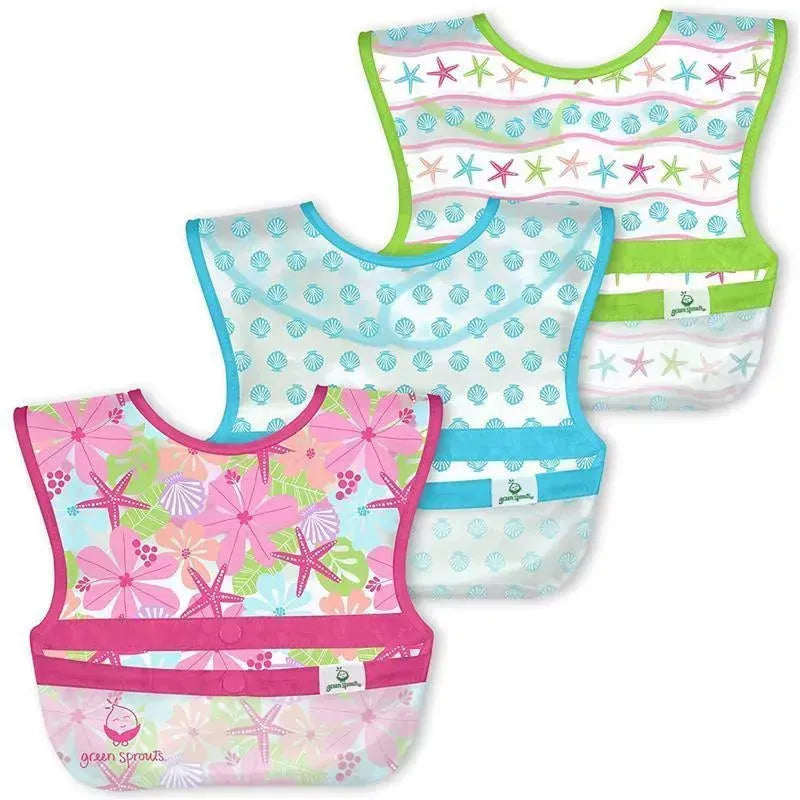 Iplay - Snap & Go Wipe-Off Bibs (3Pk), Pink Shell Floral, 9-18 Months Image 1