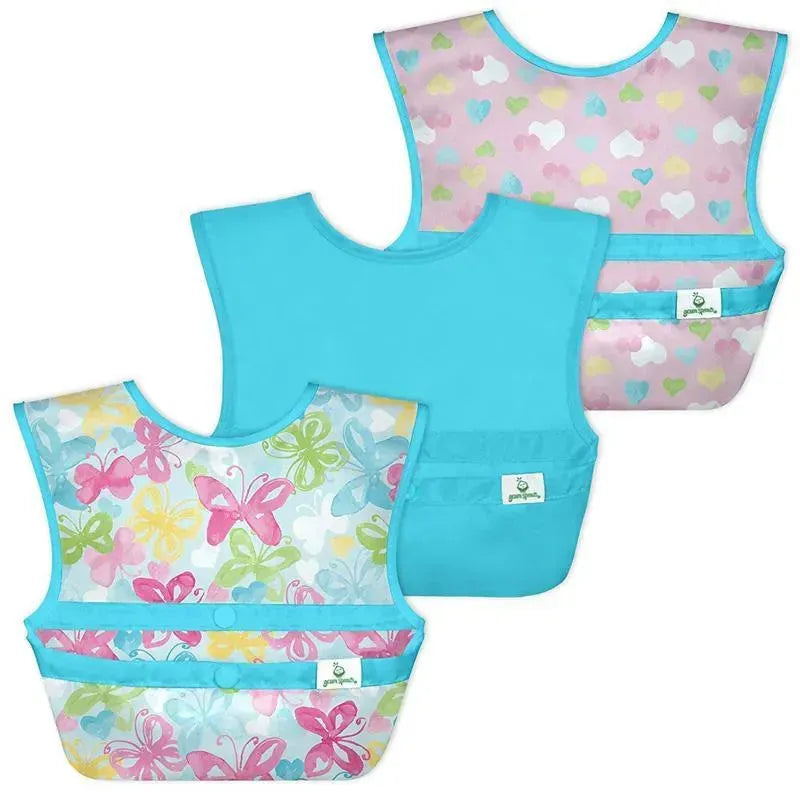 Iplay - Snap & Go Easy-Wear Bibs (3Pk), Aqua Watercolor Butterflies, 9/18 Months Image 1