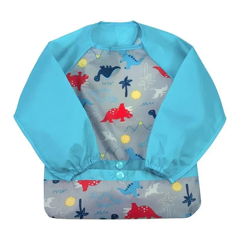 Iplay - Snap & Go Long Sleeve Bib, Aqua Dinosaurs Image 1