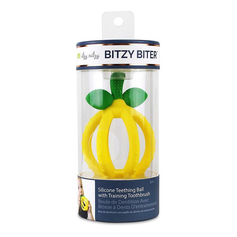 Itzy Ritzy - Silicone Teething Ball Bitzy Biter, Lemon Drop Image 3
