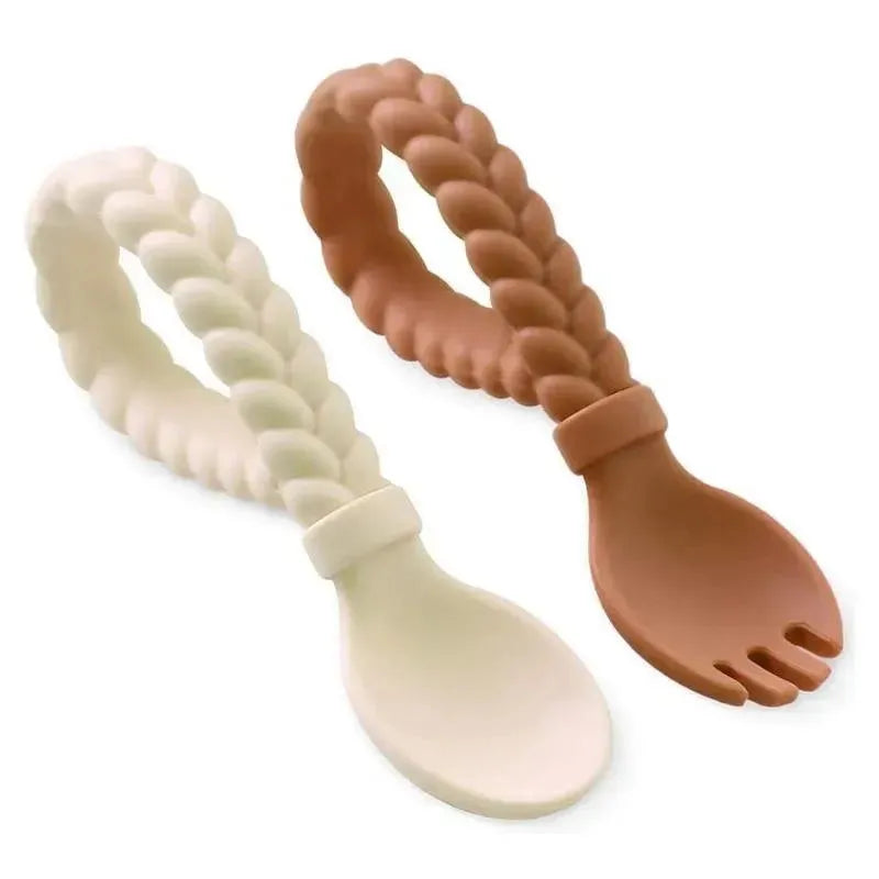 Itzy Ritzy - 2Pk Buttercream Toffee Sweetie Spoons & Fork Set Image 1