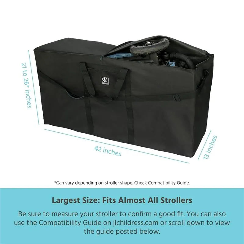 J.L. Childress - Single & Double Stroller Travel Bag - Black Image 2