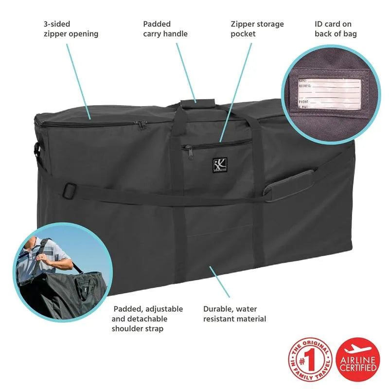 J.L. Childress - Single & Double Stroller Travel Bag - Black Image 4