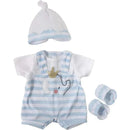 JC Toys - Berenguer Boutique Baby Doll Outfit, Blue Stripes and White Overall Shorts with Headband, and Booties, Ages 2+  Image 1